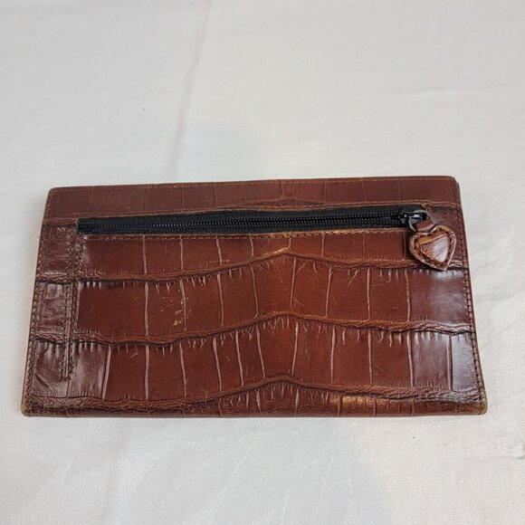 Brighton Boston Black and Brown Wallet / Organizer Crossbody. Croc pattern - Picture 3 of 8